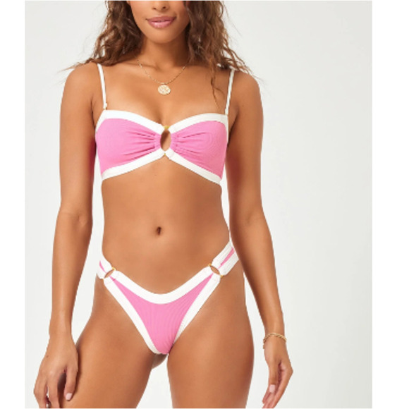 L*Sapce Ribbed Maya Bikini Top Small - Picture 1 of 9